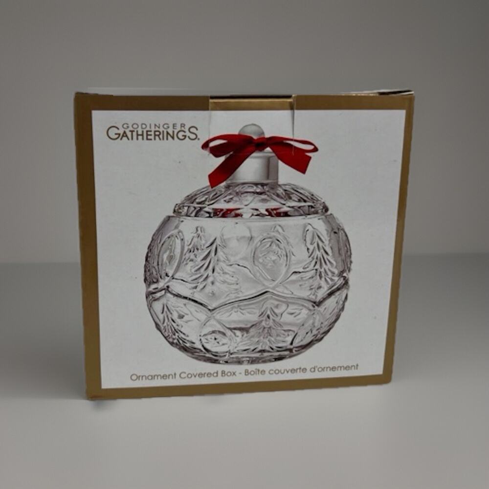 Shannon‎ by Godinger Gatherings - Crystal Ornament Shaped Gift Box w/ Red Bow
